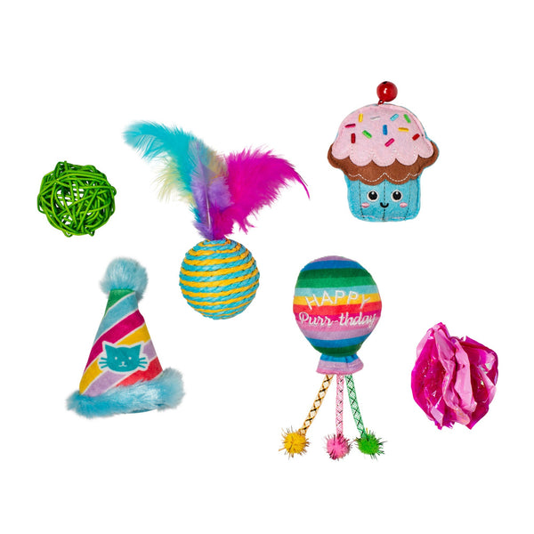 PETSHOP HAPPY PURR-THDAY 6 PC CAT TOY